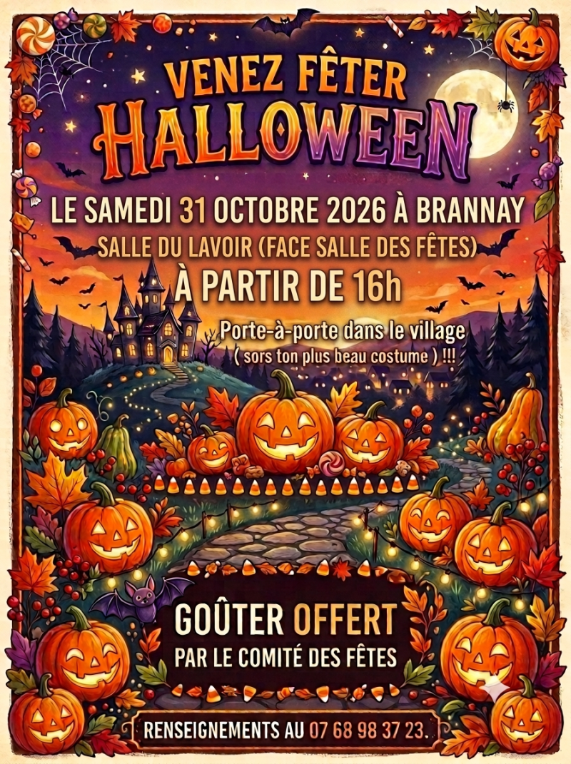 HALLOWEEN LE 31 OCTOBRE,16 H AU LAVOIR, VENEZ COSTUMÉS